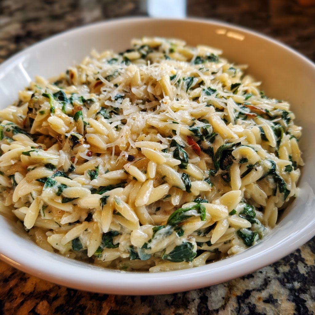 Creamy Spinach Parmesan Orzo