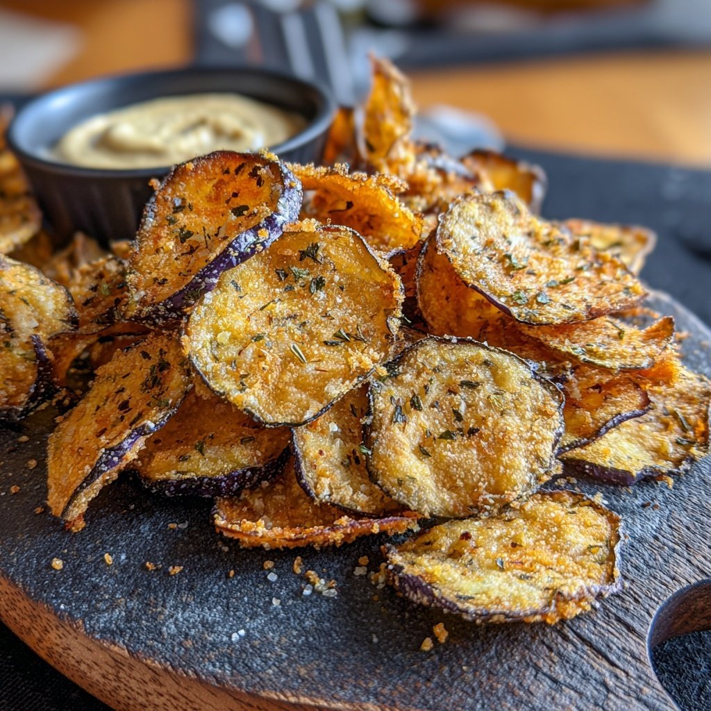 Crispy Eggplant Garlic Chips