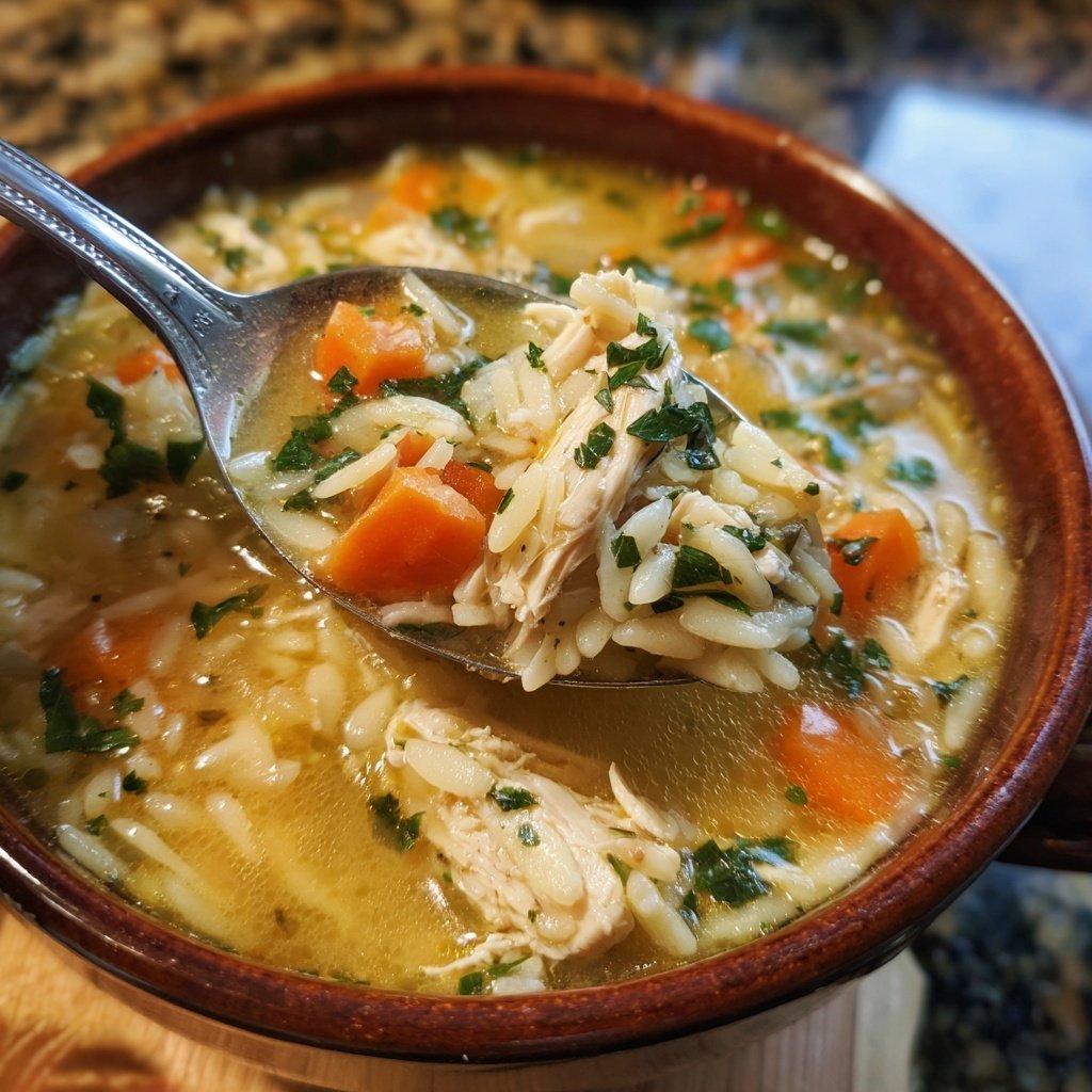 Lemon Chicken Orzo Soup
