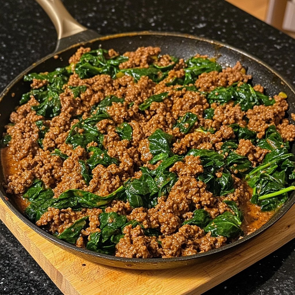 Ground Beef Skillet with Spinach