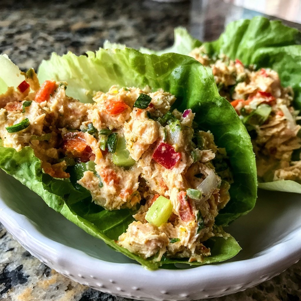 Simple Tuna Salad Lettuce Wrap Lunch