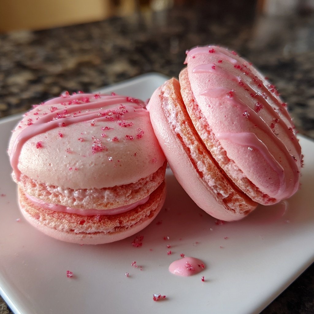 Strawberry Rose Macarons