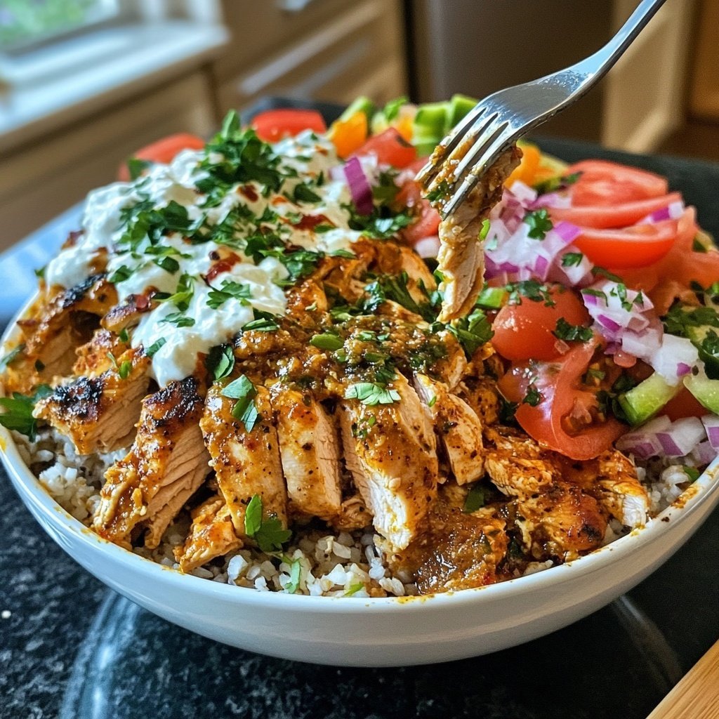 Spicy Crockpot Chicken Shawarma Bowls