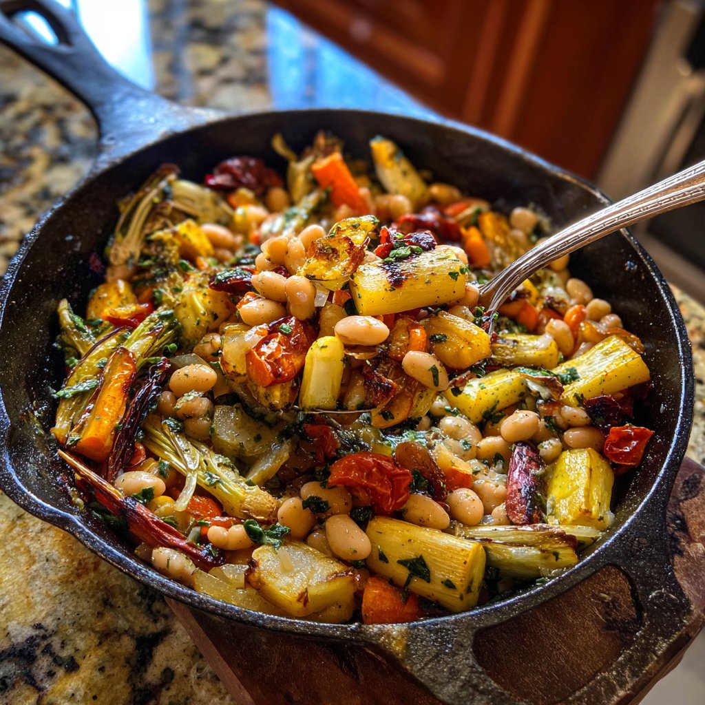 Roasted Veggie White Bean Skillet