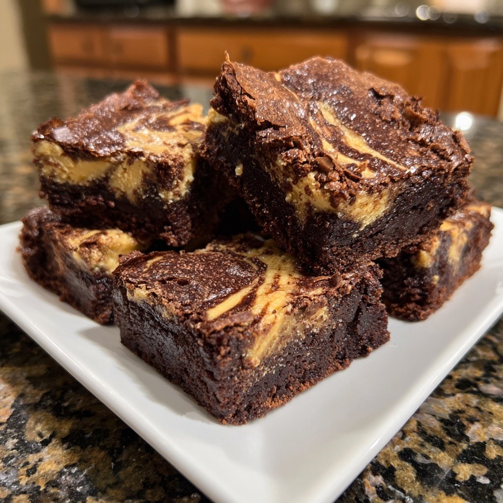Cottage Cheese Brownies with Peanut Butter Swirl