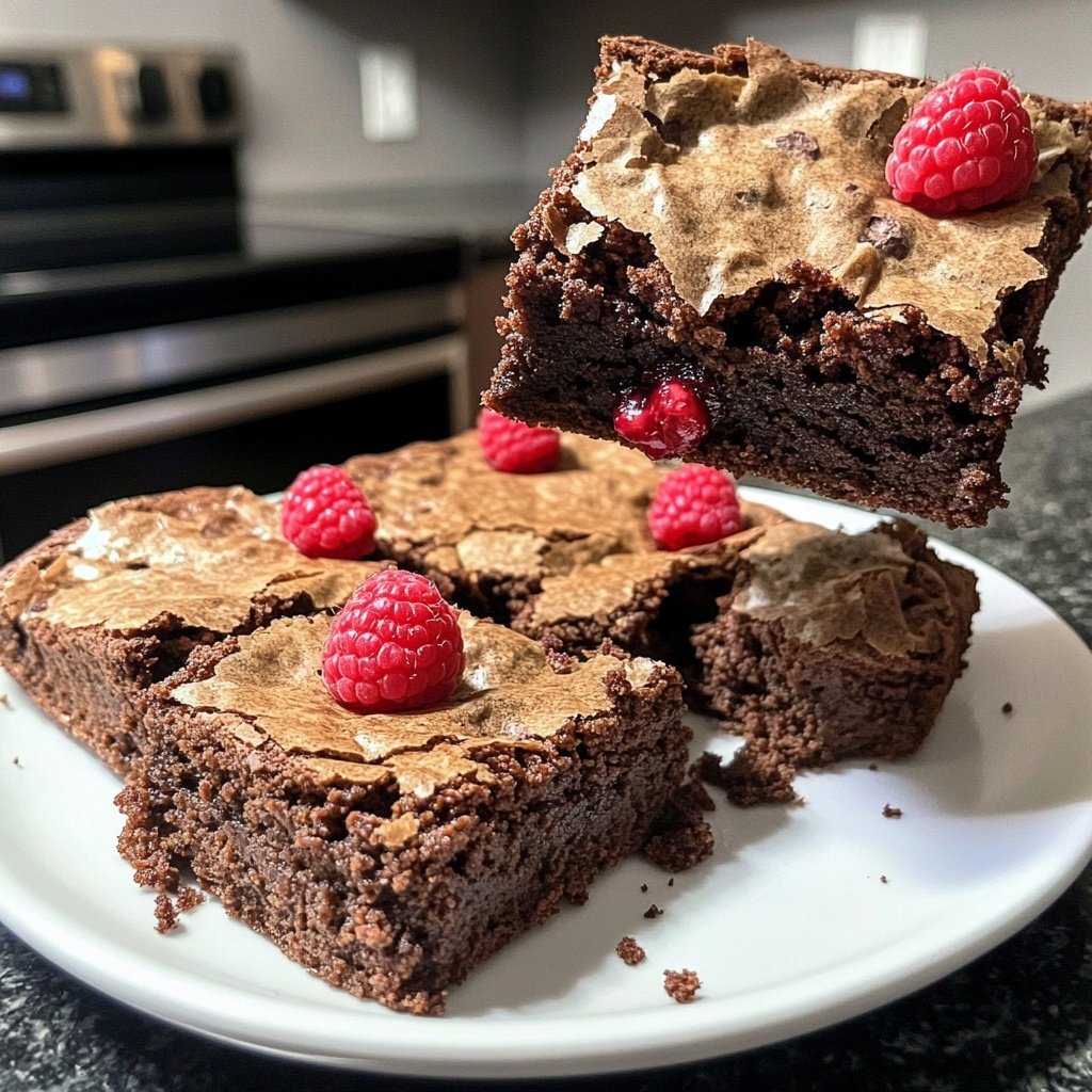 Cottage Cheese Brownies with Raspberries