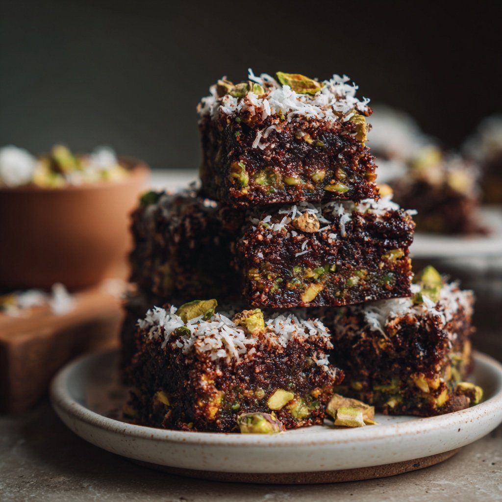 Chocolate Pistachio Coconut Squares