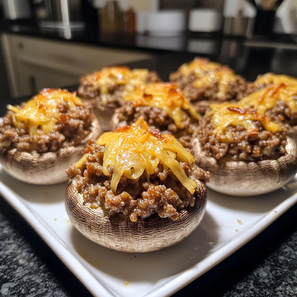 Ground Beef Stuffed Mushrooms